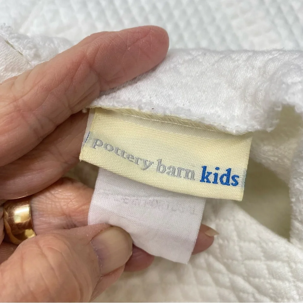 Pottery Barn Kids White Quilted Pillow Sham With Yellow Trim Baby Room Cozy Soft